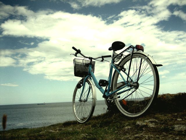 Ein Fahrrad am Meer.